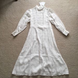 & Other Stories White Jacquard Midi Dress